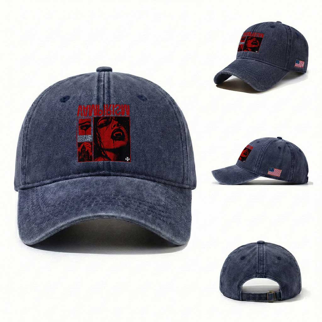 Vampirism Vampire Dark Gothic Emo Y2k Halloween Grunge Washed Cotton Baseball Cap