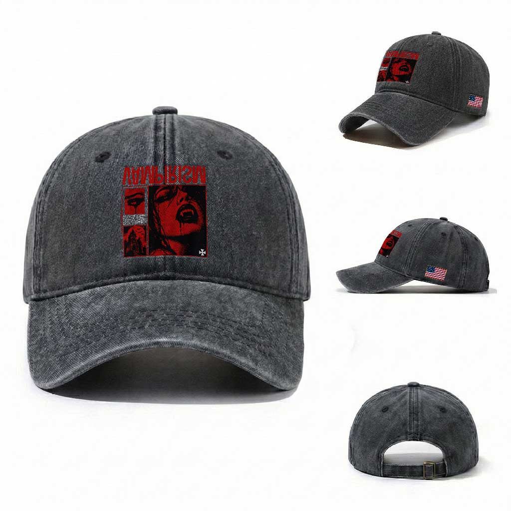 Vampirism Vampire Dark Gothic Emo Y2k Halloween Grunge Washed Cotton Baseball Cap