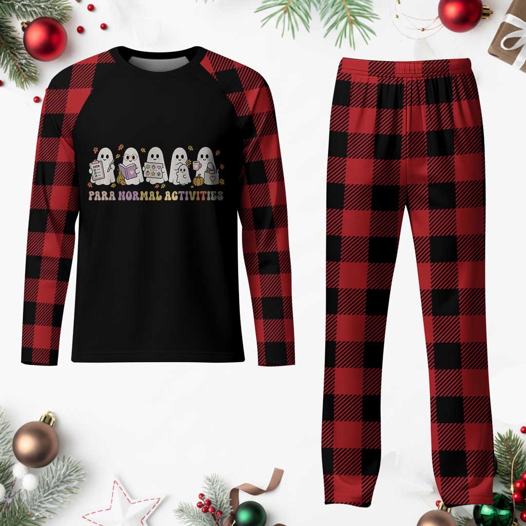 Para Normal Activities SPED Teachers Ghost Halloween Plaid Pajama Set