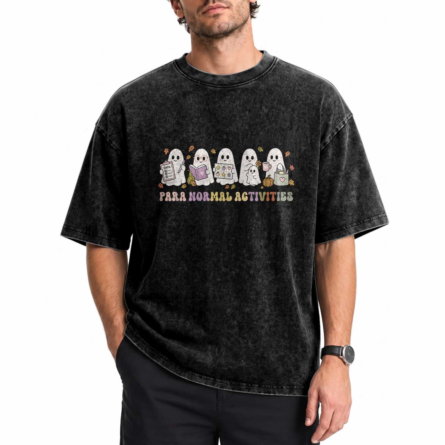 Para Normal Activities SPED Teachers Ghost Halloween Washed Cotton T-Shirt