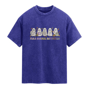 Para Normal Activities SPED Teachers Ghost Halloween Washed Cotton T-Shirt