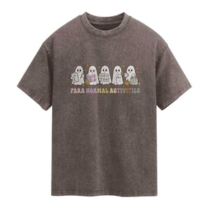 Para Normal Activities SPED Teachers Ghost Halloween Washed Cotton T-Shirt