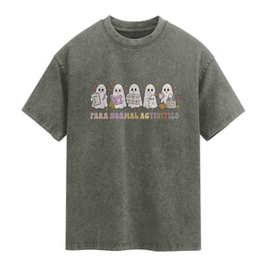 Para Normal Activities SPED Teachers Ghost Halloween Washed Cotton T-Shirt