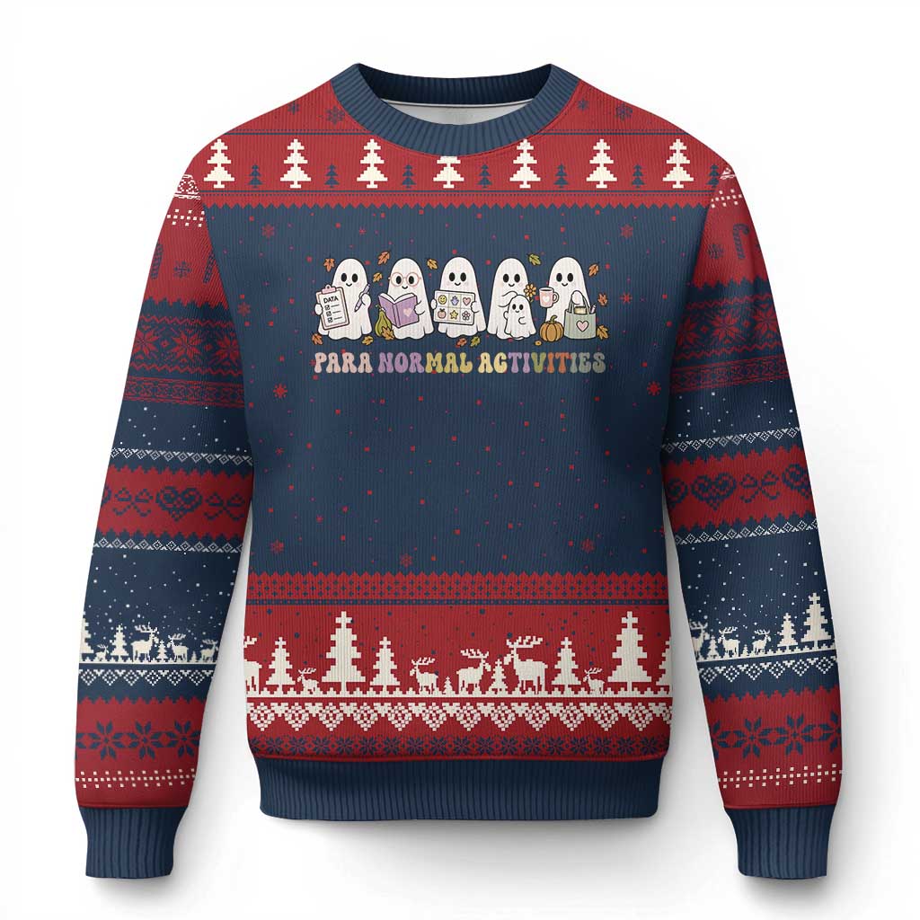 Para Normal Activities SPED Teachers Ghost Halloween Ugly Christmas Sweater