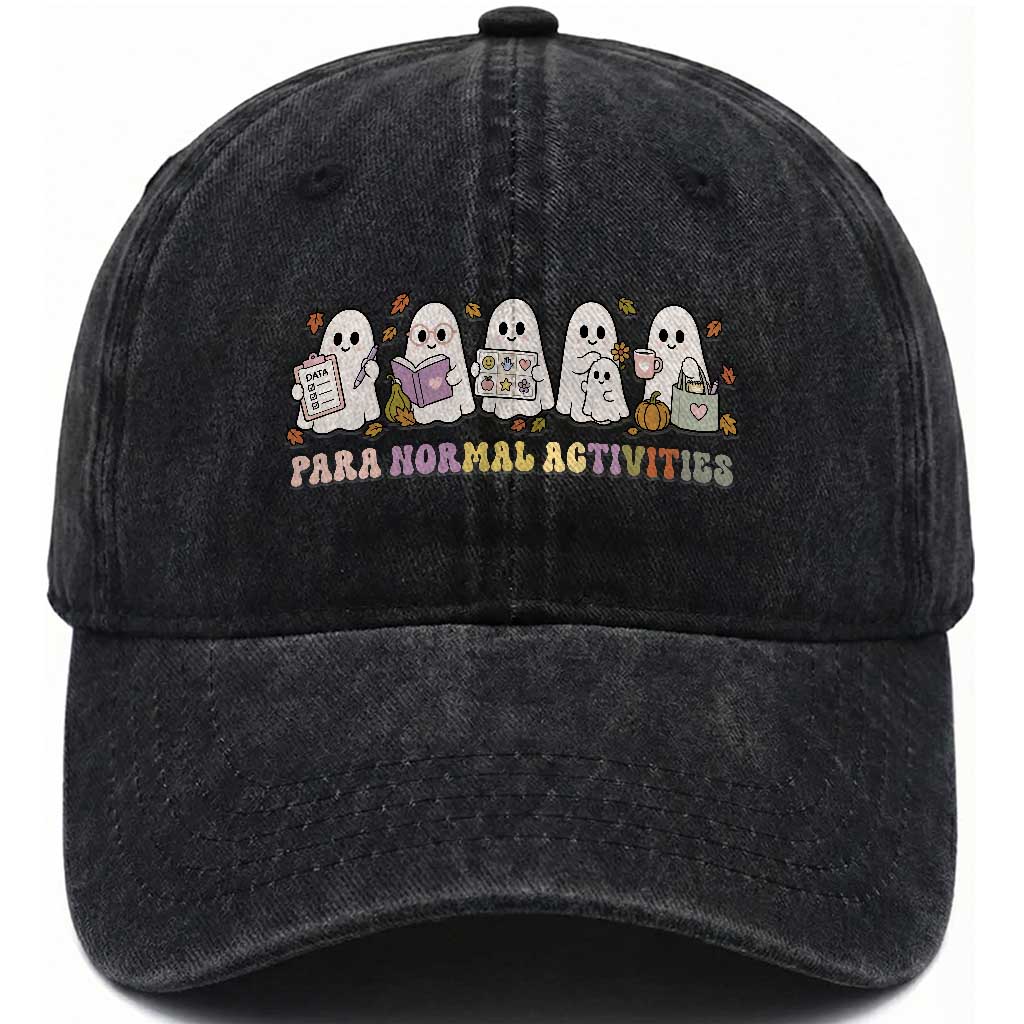 Para Normal Activities SPED Teachers Ghost Halloween Washed Cotton Baseball Cap