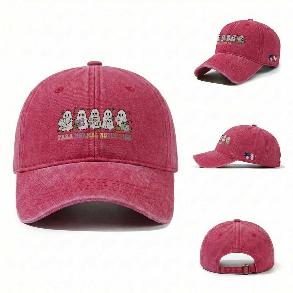Para Normal Activities SPED Teachers Ghost Halloween Washed Cotton Baseball Cap