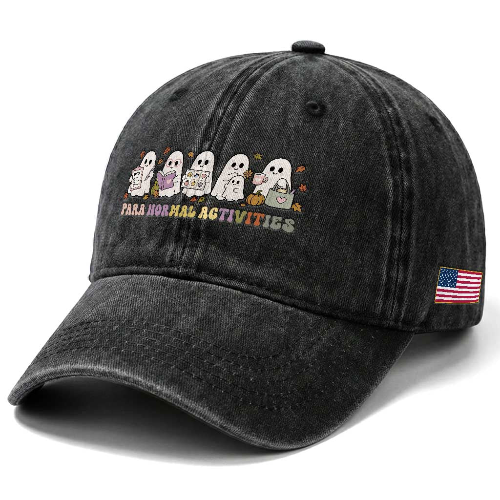 Para Normal Activities SPED Teachers Ghost Halloween Washed Cotton Baseball Cap