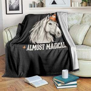 Almost Magical Funny Unicorn Horse Wearing Traffic Cone Throw Blanket