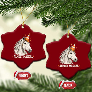 Almost Magical Funny Unicorn Horse Wearing Traffic Cone Ceramic Ornament