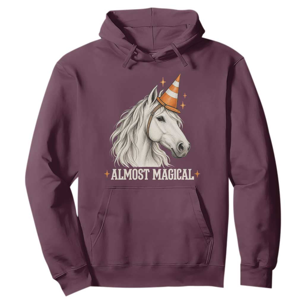 Almost Magical Funny Unicorn Horse Wearing Traffic Cone Hoodie