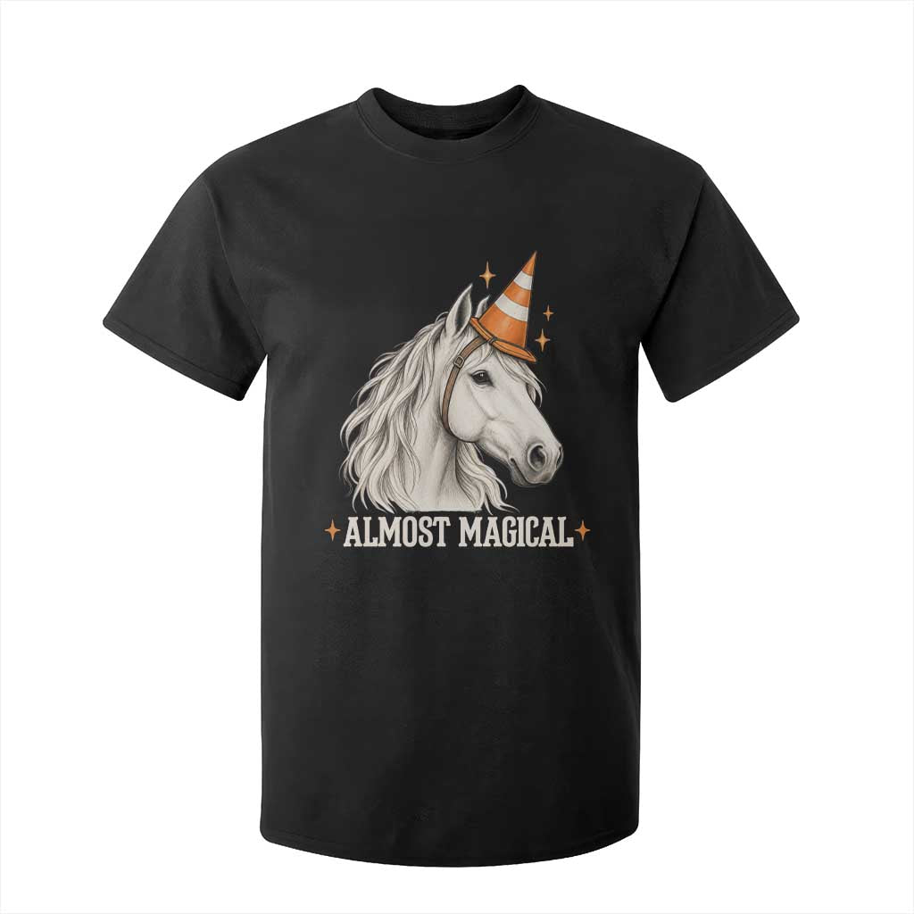 Almost Magical Funny Unicorn Horse Wearing Traffic Cone T Shirt For Kid