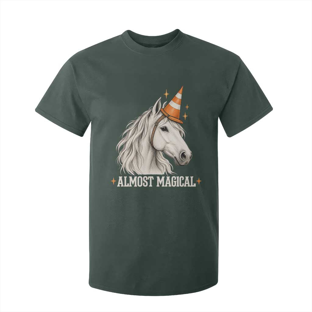 Almost Magical Funny Unicorn Horse Wearing Traffic Cone T Shirt For Kid