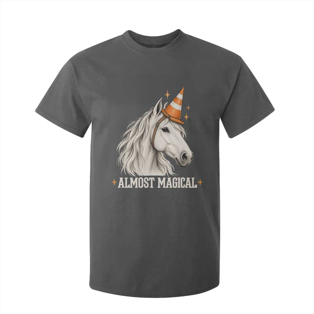 Almost Magical Funny Unicorn Horse Wearing Traffic Cone T Shirt For Kid