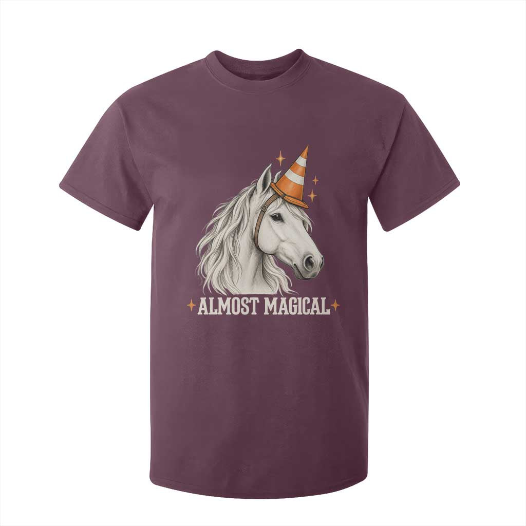 Almost Magical Funny Unicorn Horse Wearing Traffic Cone T Shirt For Kid