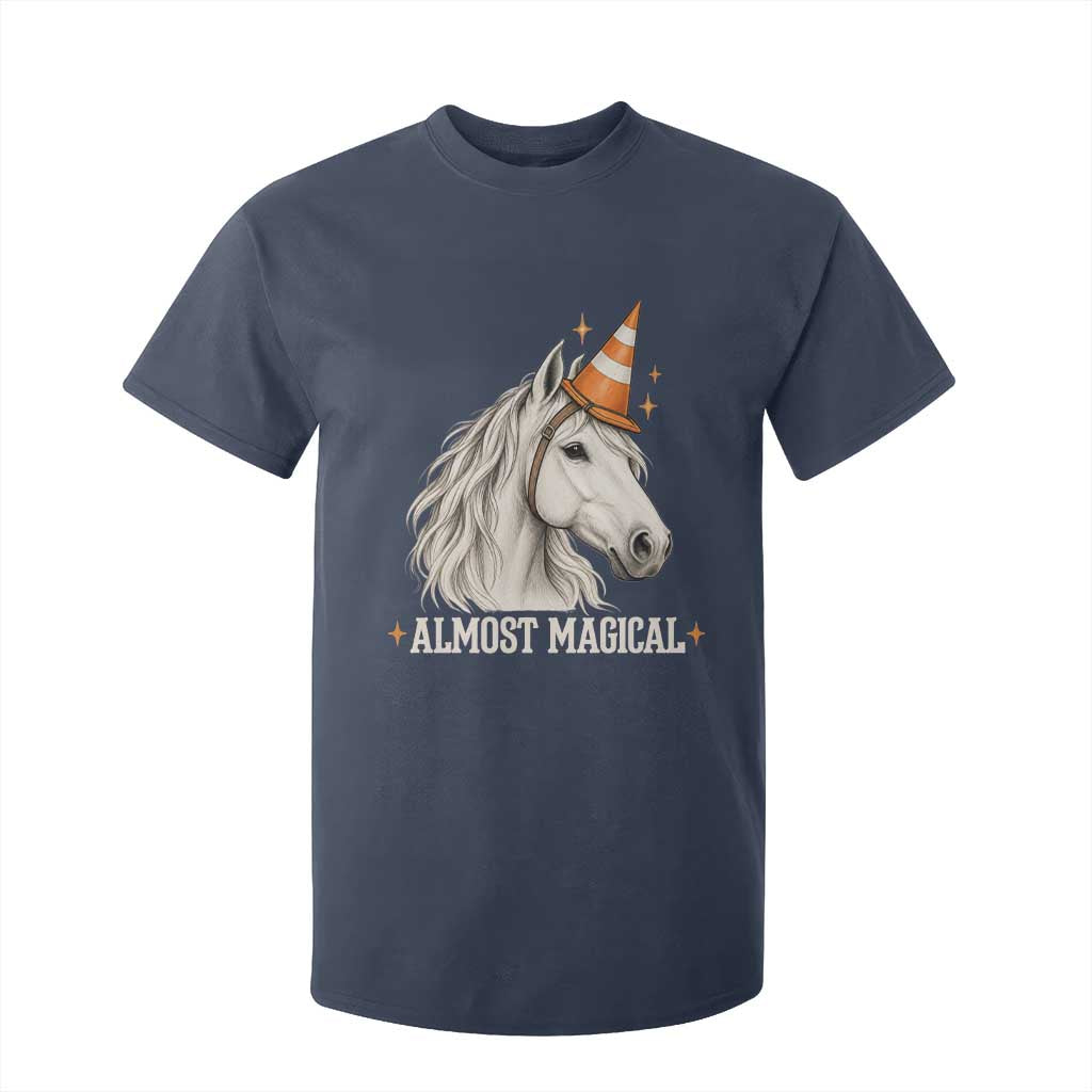 Almost Magical Funny Unicorn Horse Wearing Traffic Cone T Shirt For Kid