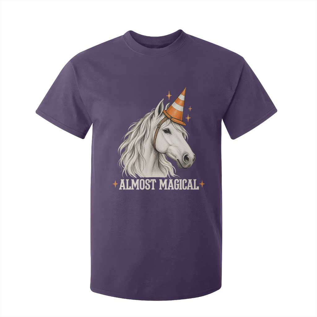 Almost Magical Funny Unicorn Horse Wearing Traffic Cone T Shirt For Kid