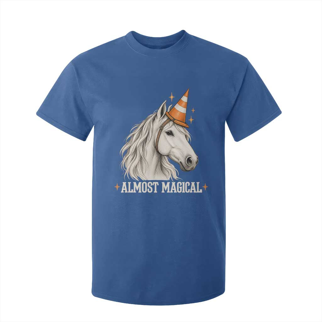 Almost Magical Funny Unicorn Horse Wearing Traffic Cone T Shirt For Kid
