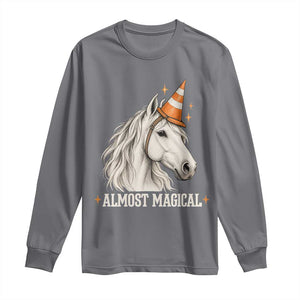 Almost Magical Funny Unicorn Horse Wearing Traffic Cone Long Sleeve Shirt