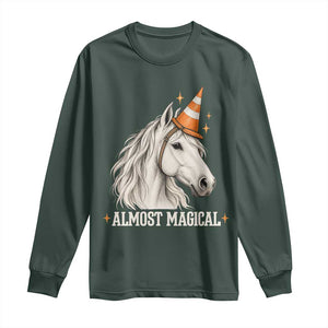 Almost Magical Funny Unicorn Horse Wearing Traffic Cone Long Sleeve Shirt