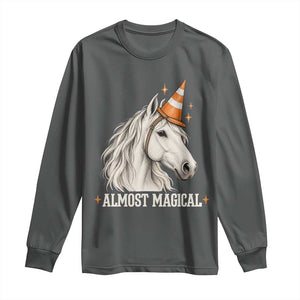 Almost Magical Funny Unicorn Horse Wearing Traffic Cone Long Sleeve Shirt