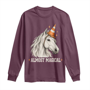 Almost Magical Funny Unicorn Horse Wearing Traffic Cone Long Sleeve Shirt