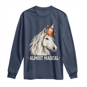 Almost Magical Funny Unicorn Horse Wearing Traffic Cone Long Sleeve Shirt