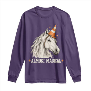 Almost Magical Funny Unicorn Horse Wearing Traffic Cone Long Sleeve Shirt