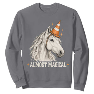 Almost Magical Funny Unicorn Horse Wearing Traffic Cone Sweatshirt