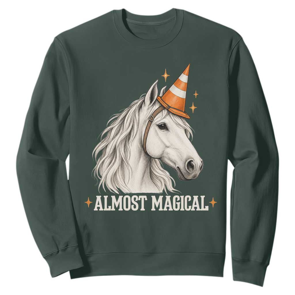 Almost Magical Funny Unicorn Horse Wearing Traffic Cone Sweatshirt