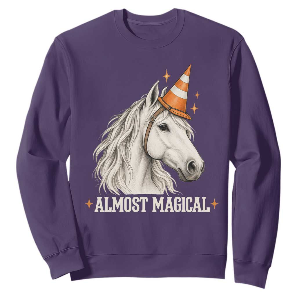 Almost Magical Funny Unicorn Horse Wearing Traffic Cone Sweatshirt