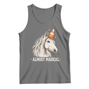 Almost Magical Funny Unicorn Horse Wearing Traffic Cone Tank Top
