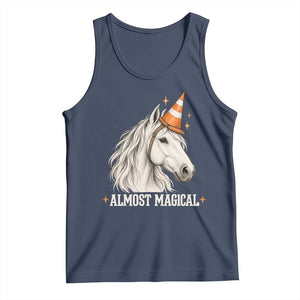 Almost Magical Funny Unicorn Horse Wearing Traffic Cone Tank Top