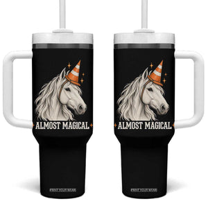Almost Magical Funny Unicorn Horse Wearing Traffic Cone Tumbler With Handle