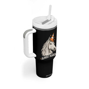 Almost Magical Funny Unicorn Horse Wearing Traffic Cone Tumbler With Handle