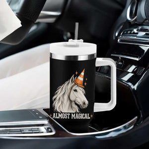 Almost Magical Funny Unicorn Horse Wearing Traffic Cone Tumbler With Handle