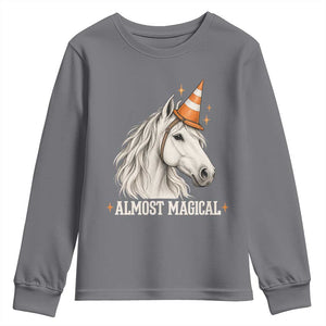 Almost Magical Funny Unicorn Horse Wearing Traffic Cone Youth Sweatshirt