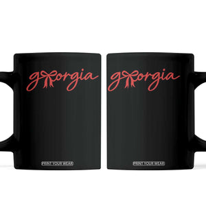 Georgia Coquette Bow Coffee Mug GA State Funny Game Day Red Ribbon