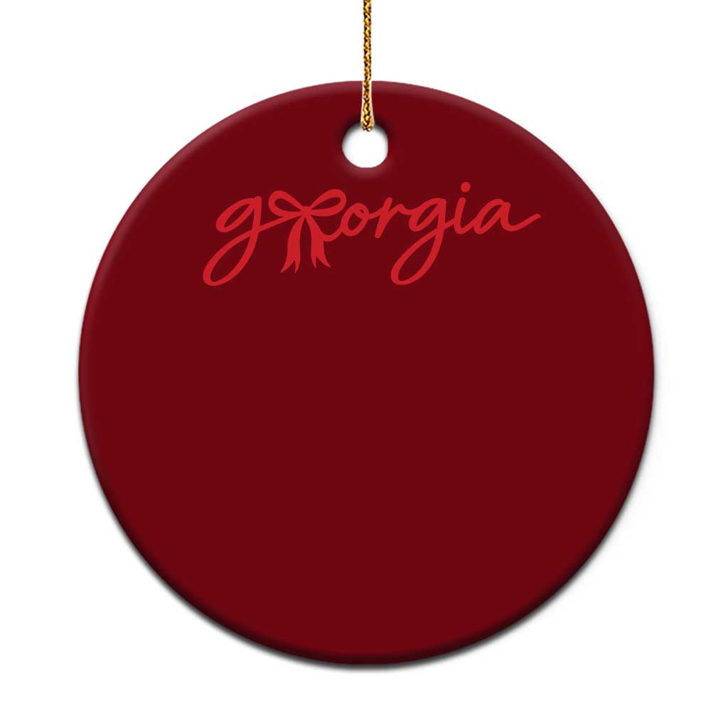 Georgia Coquette Bow Ceramic Ornament GA State Funny Game Day Red Ribbon