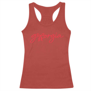Georgia Coquette Bow Racerback Tank Top GA State Funny Game Day Red Ribbon