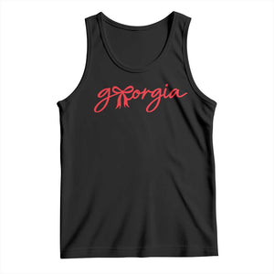 Georgia Coquette Bow Tank Top GA State Funny Game Day Red Ribbon