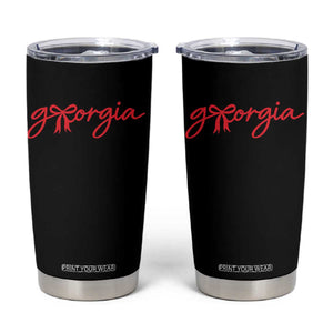 Georgia Coquette Bow Tumbler Cup GA State Funny Game Day Red Ribbon