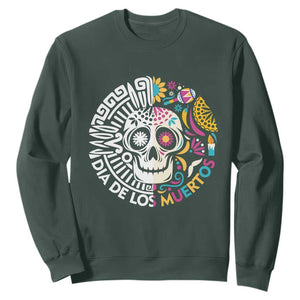 Day Of The Dead Sweatshirt Dia De Los Muertos Sugar Skull Mexican TS11 Dark Forest Green Print Your Wear