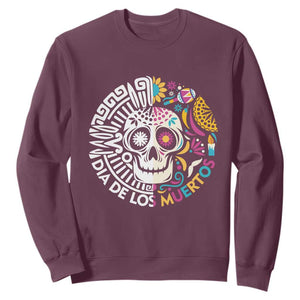 Day Of The Dead Sweatshirt Dia De Los Muertos Sugar Skull Mexican TS11 Maroon Print Your Wear