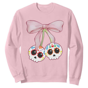 Day Of The Dead Sweatshirt Sugar Skull Pink Bow Coquette Aesthetic TS11 Light Pink Print Your Wear