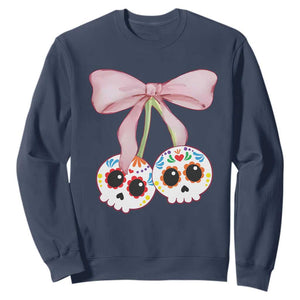 Day Of The Dead Sweatshirt Sugar Skull Pink Bow Coquette Aesthetic TS11 Navy Print Your Wear