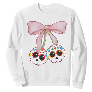 Day Of The Dead Sweatshirt Sugar Skull Pink Bow Coquette Aesthetic TS11 White Print Your Wear