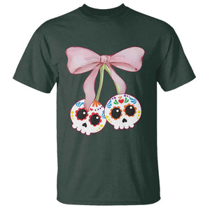 Day Of The Dead T Shirt Sugar Skull Pink Bow Coquette Aesthetic TS11 Dark Forest Green Print Your Wear