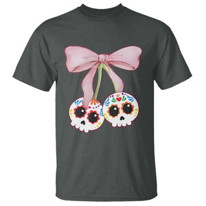 Day Of The Dead T Shirt Sugar Skull Pink Bow Coquette Aesthetic TS11 Dark Heather Print Your Wear