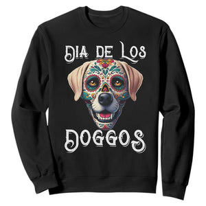 Day Of The Dead Sweatshirt Dia De Los Doggos Dog Calaca Face Painting TS11 Black Print Your Wear