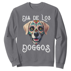 Day Of The Dead Sweatshirt Dia De Los Doggos Dog Calaca Face Painting TS11 Charcoal Print Your Wear